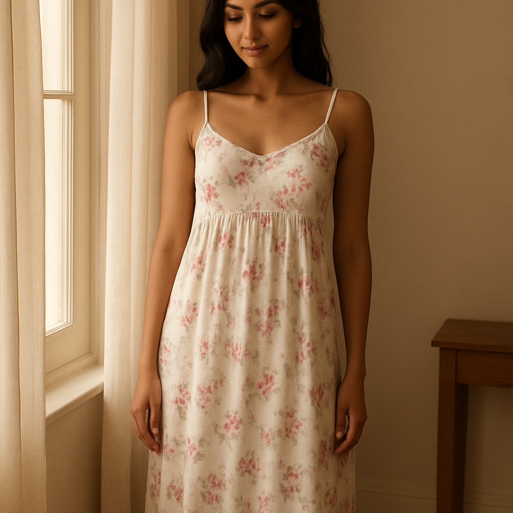 Cream Floral Maxi — Rayon Blend
